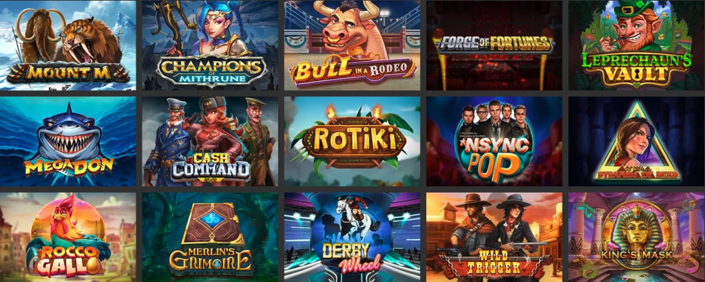 Showing casino games Mount M, Champions of Mithrune, Bull in a Rodeo, Forge of Fortunes, Leprechaun’s Vault, Mega Don, Cash Command, Rotiki, Nsync Pop, Pyramid of Dead, Rocco Gallo, Merlin’s Grimoire, Derby Wheel, Wild Trigger, King’s Mask
